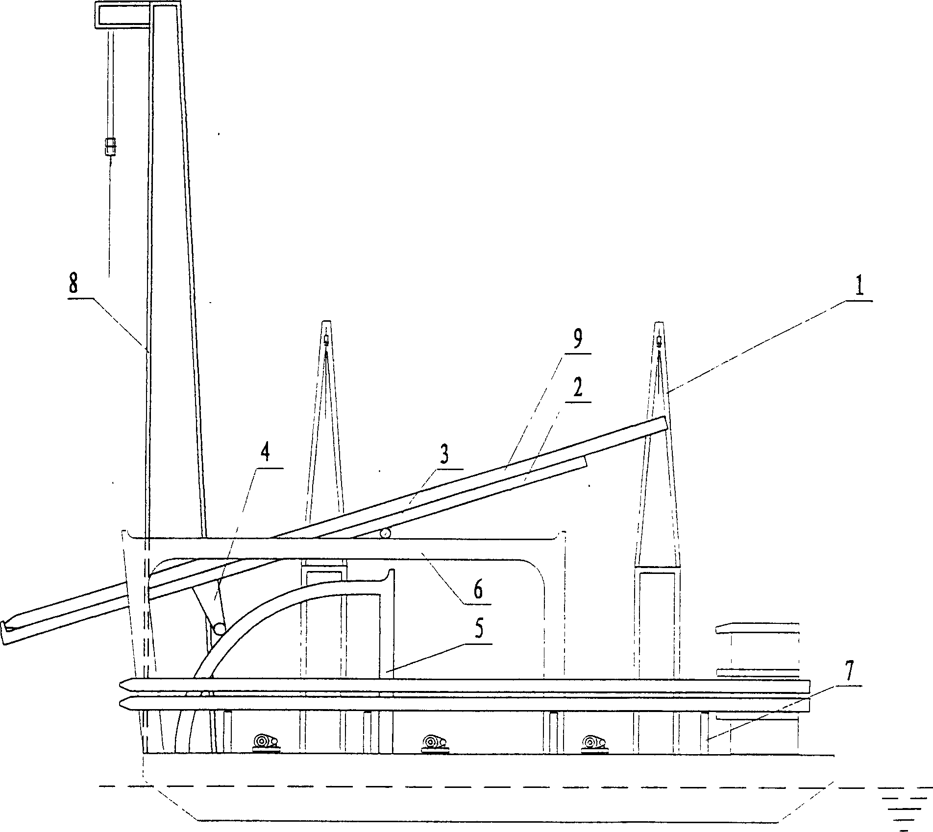 Piling vessel with pile rotating unit