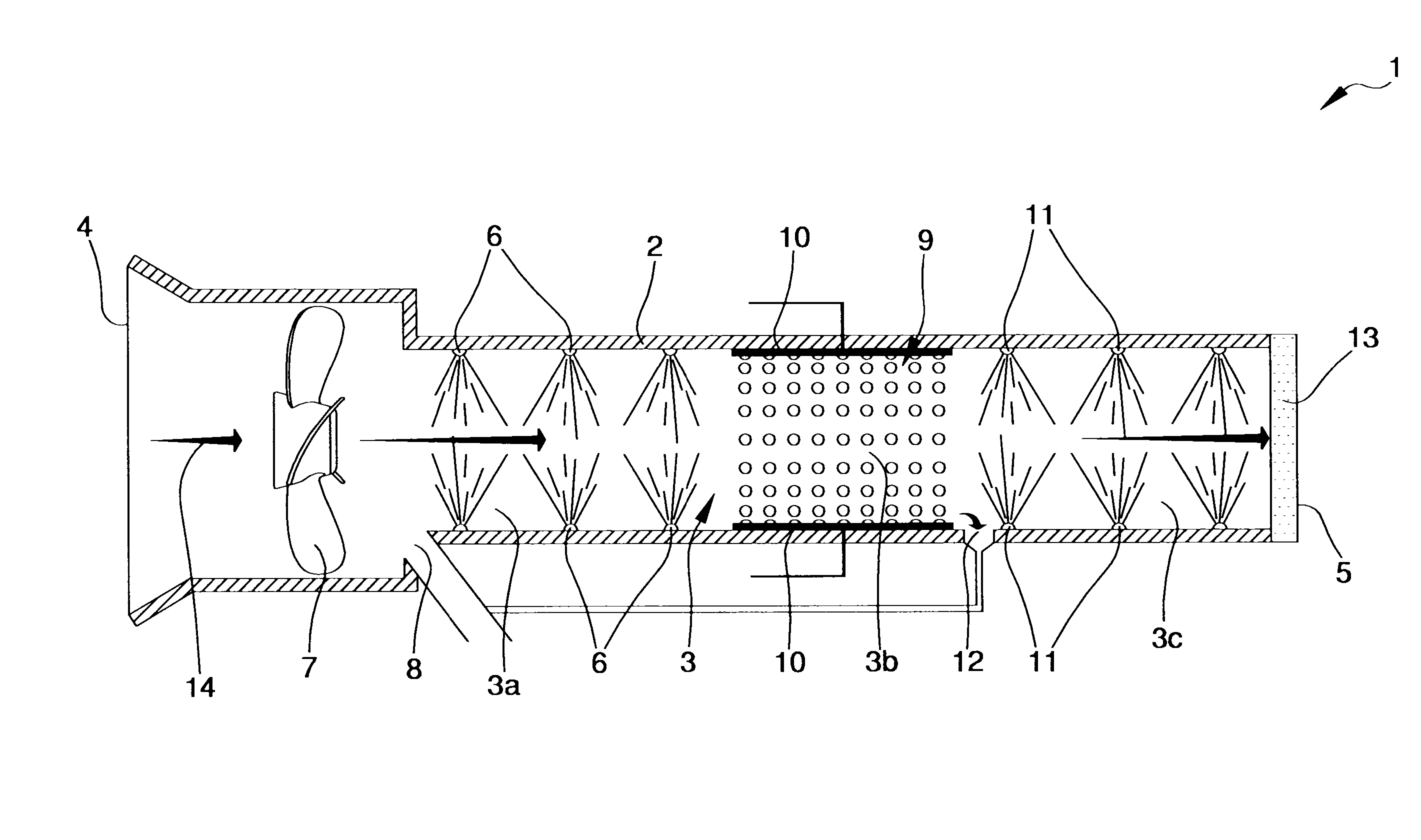 Method and apparatus for purifying a gas containing pollutants