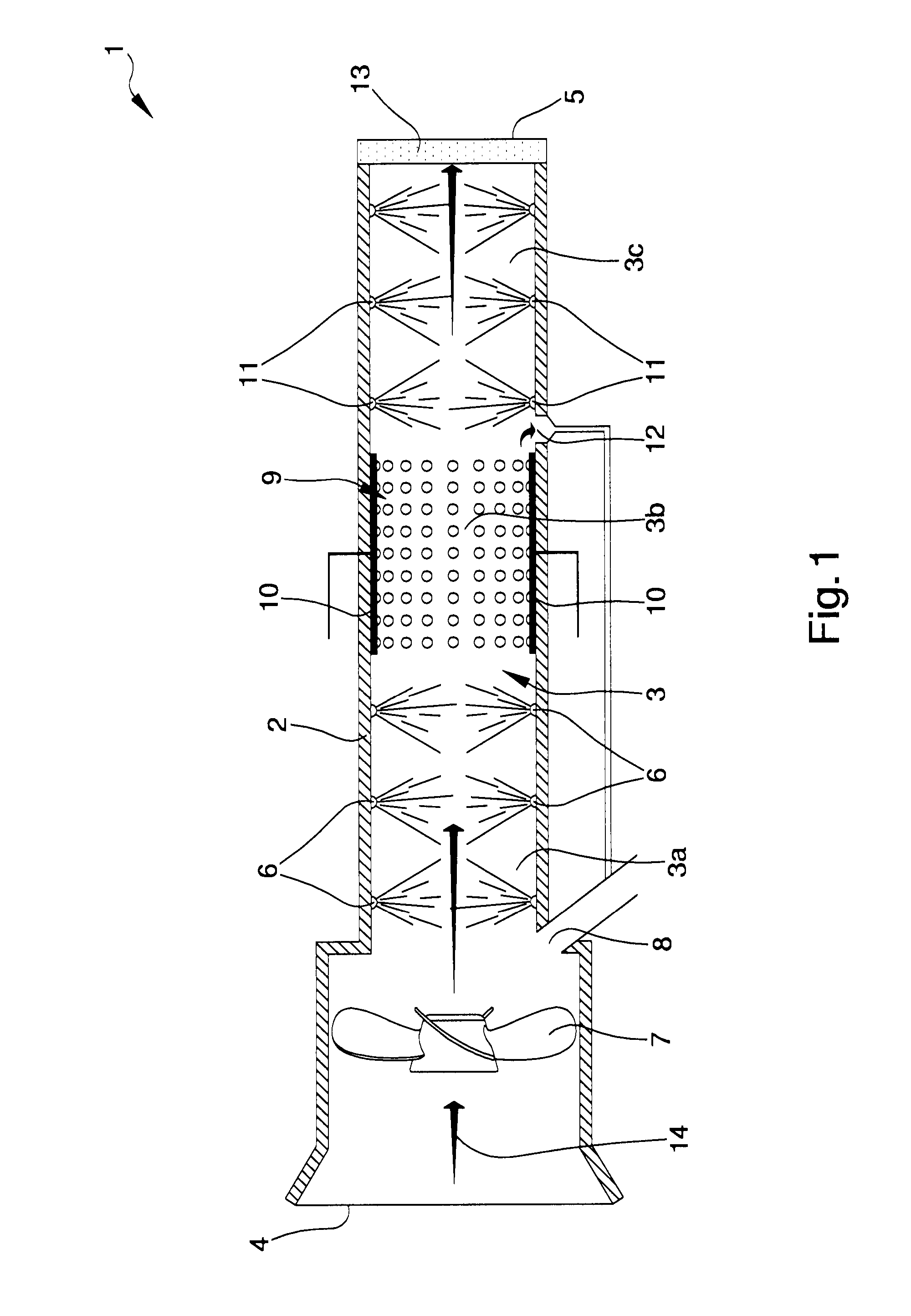 Method and apparatus for purifying a gas containing pollutants