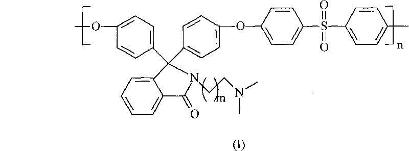Phenolphthalein polyether sulfone containing tertiary amine side group and preparation method thereof