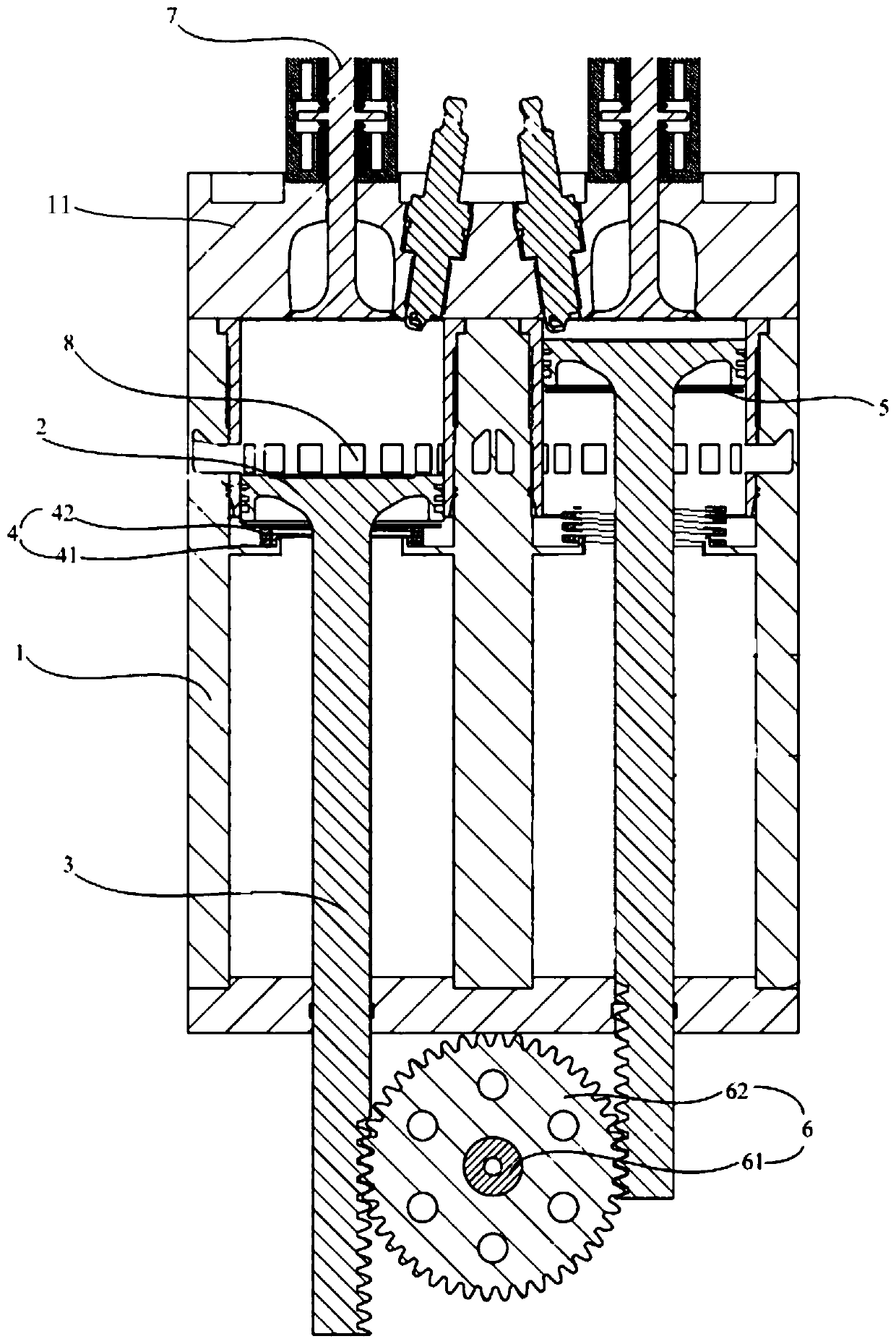 A kind of free piston internal combustion engine and internal combustion generator