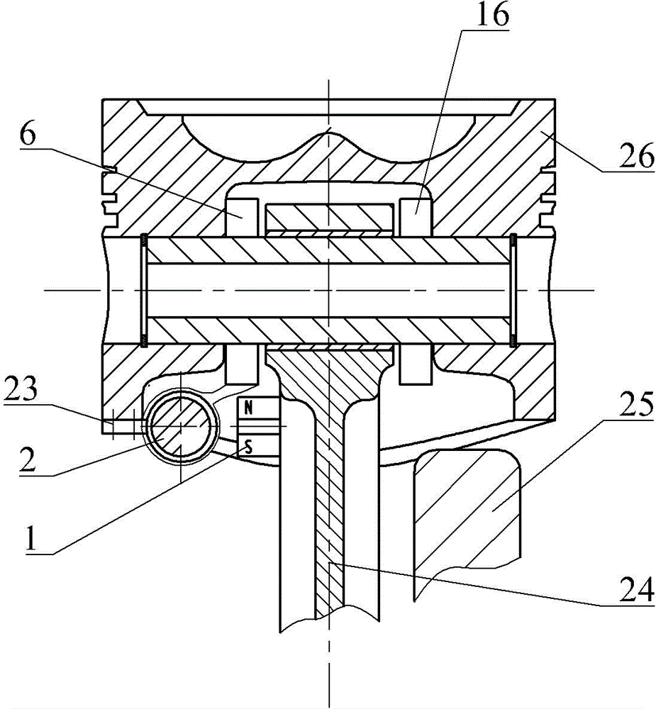 Self-powered wireless telemetering device for temperature of piston of internal combustion engine