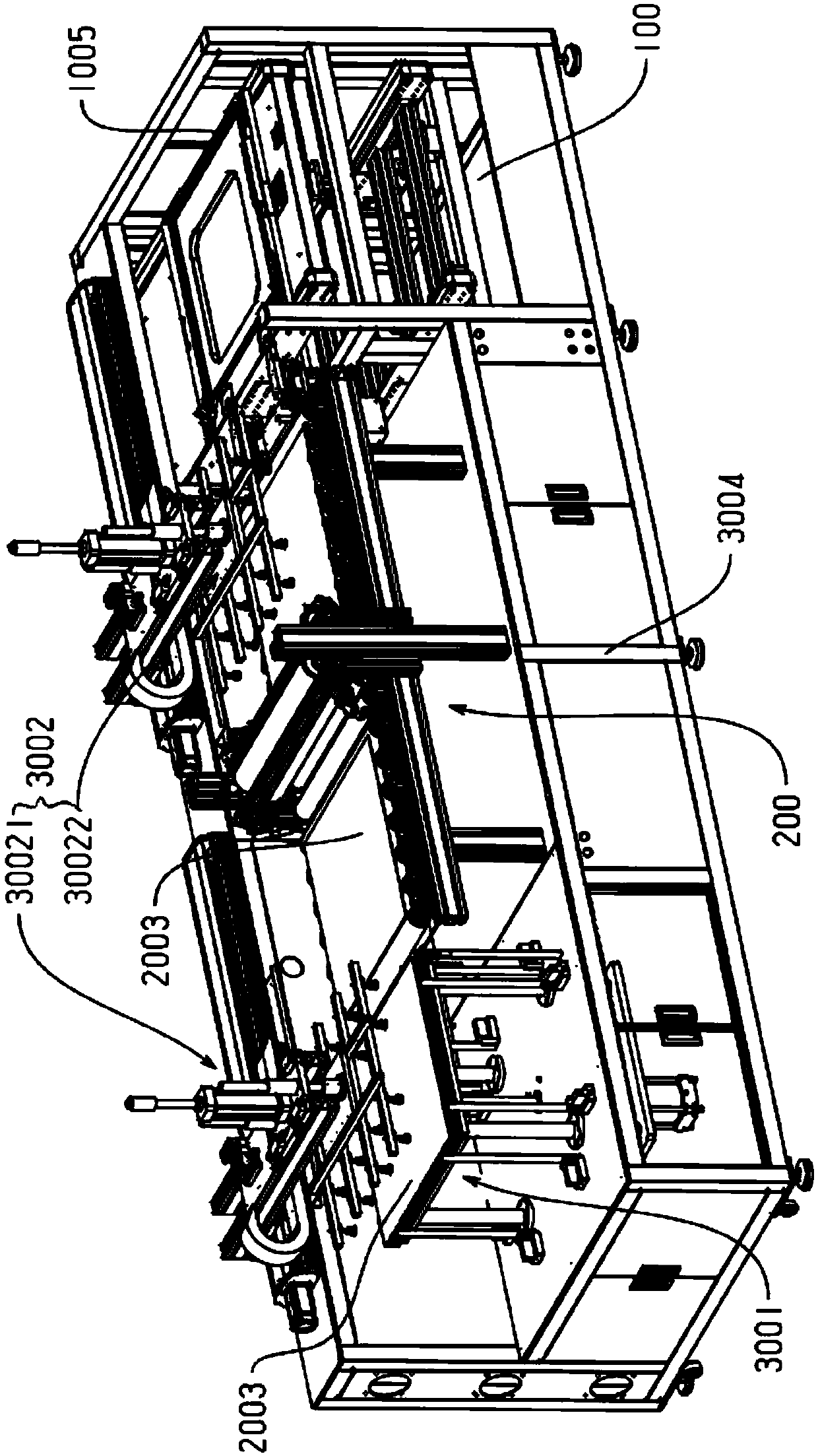 Overlapping and assembling station for panel light assembling line