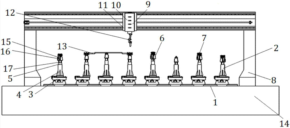 Multi-point flexible clamping device for space special-shaped pipeline welding