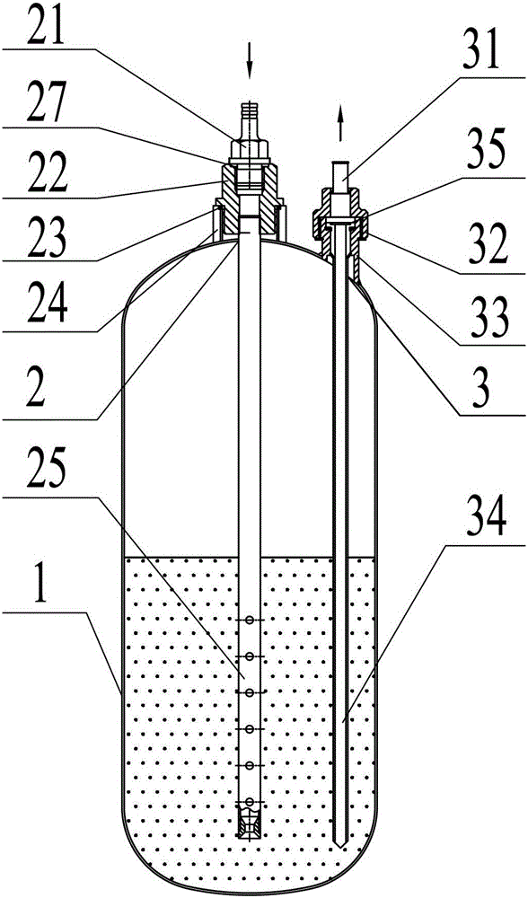 A gas-powder mixing device for fire extinguishers