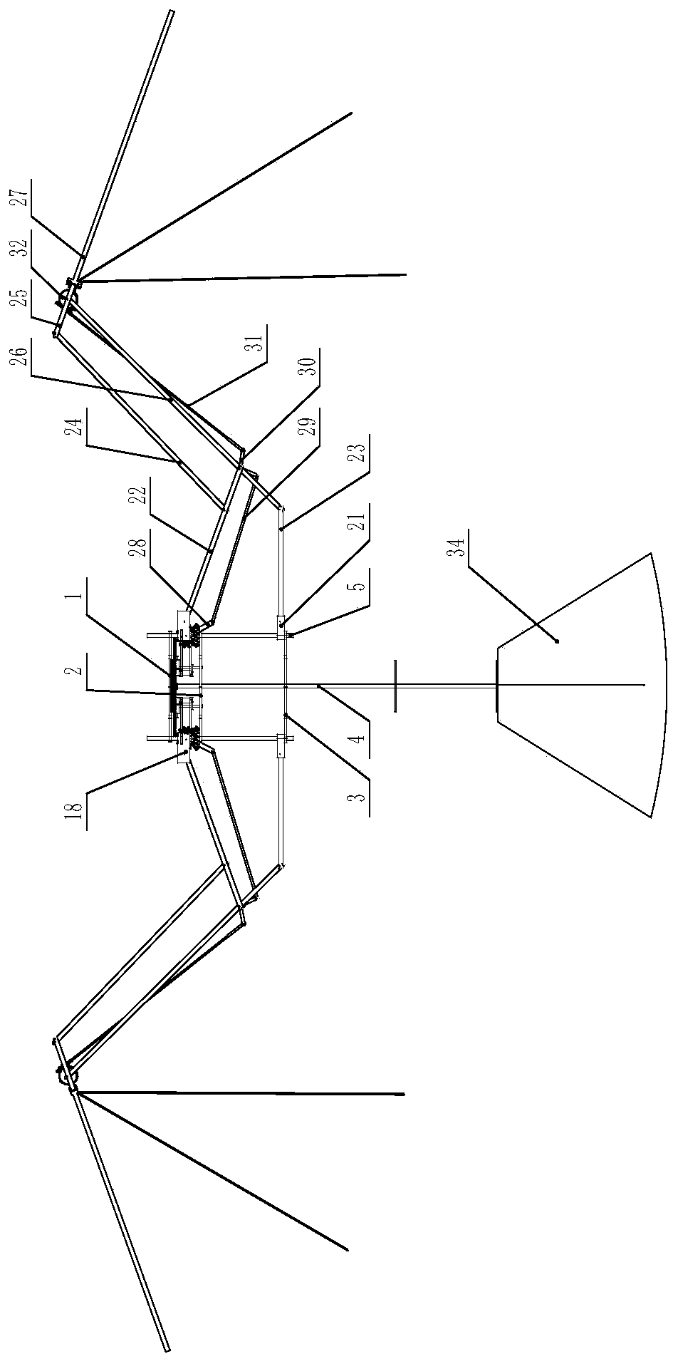 Double-section flapping wing aircraft with deployable active folding wings