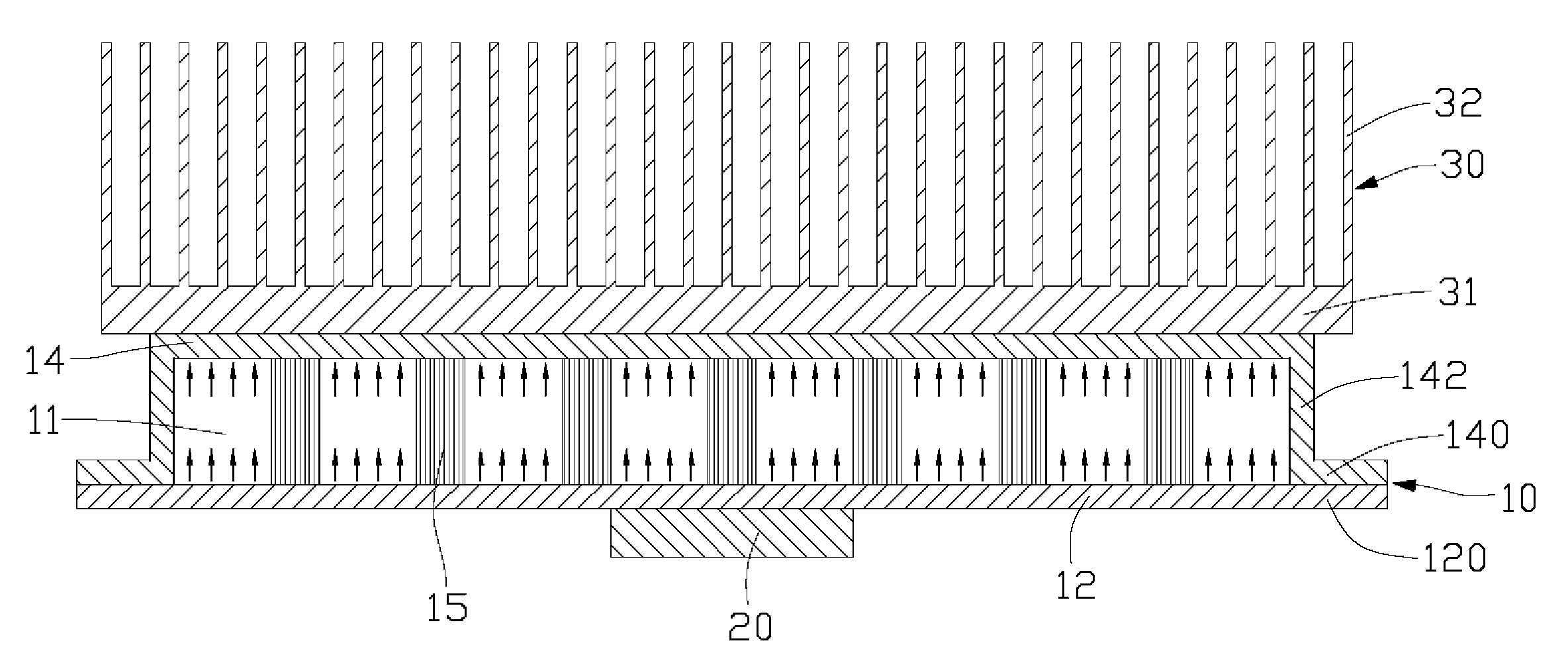 Heat spreader with vapor chamber defined therein