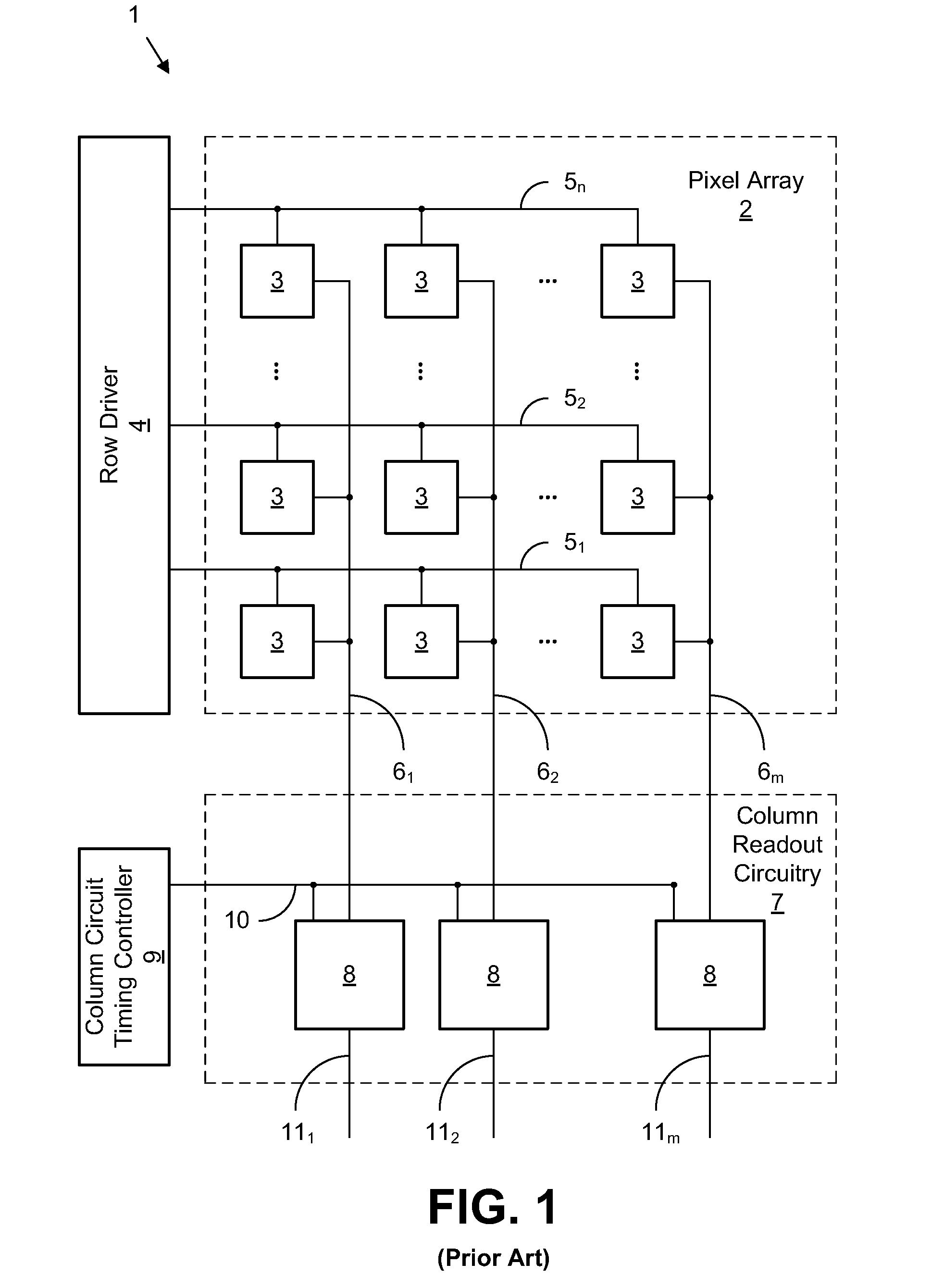 Image sensors and methods with shared control lines