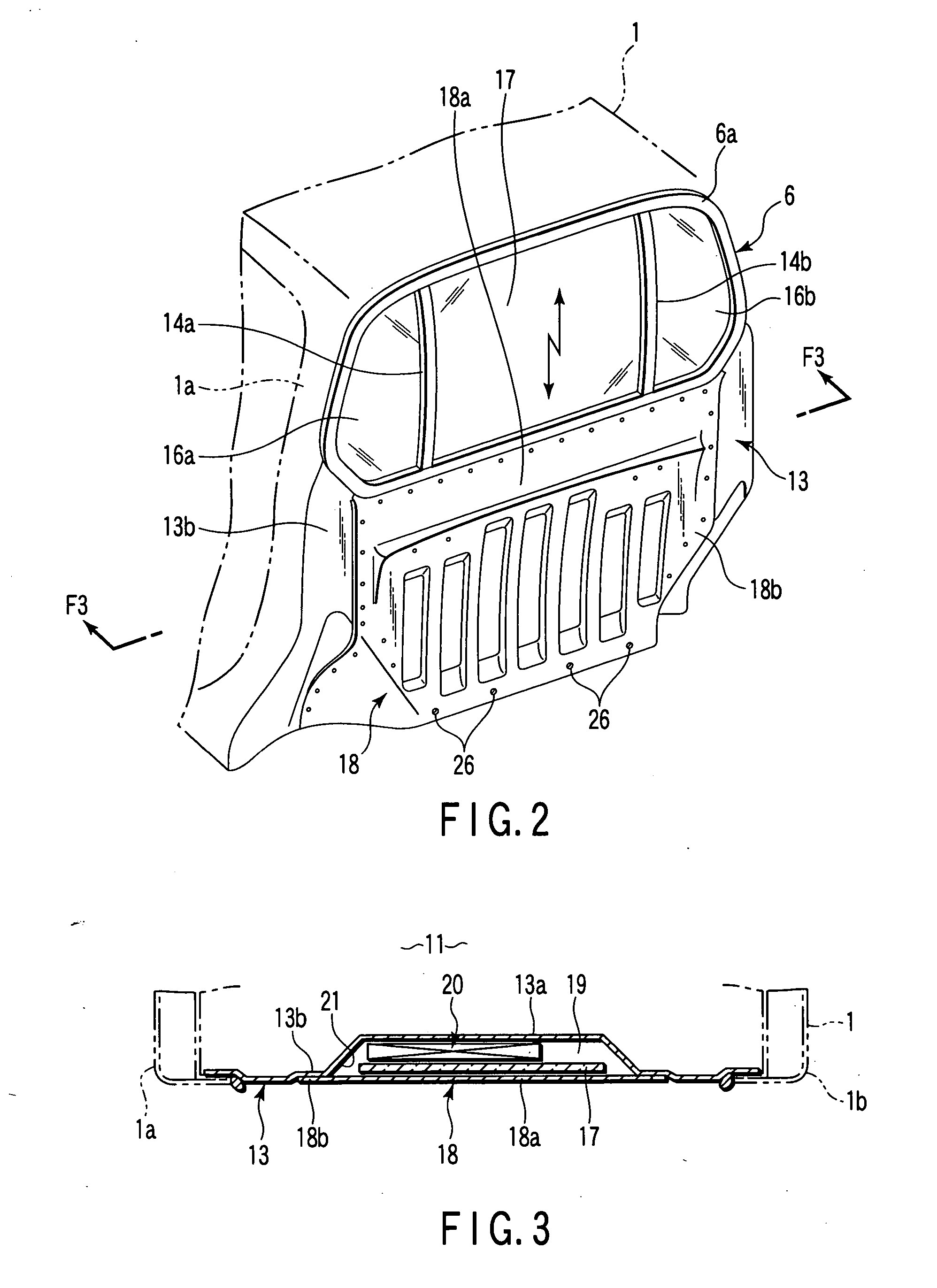 Vehicle having a body structure, which includes a receptacle containing a window regulator