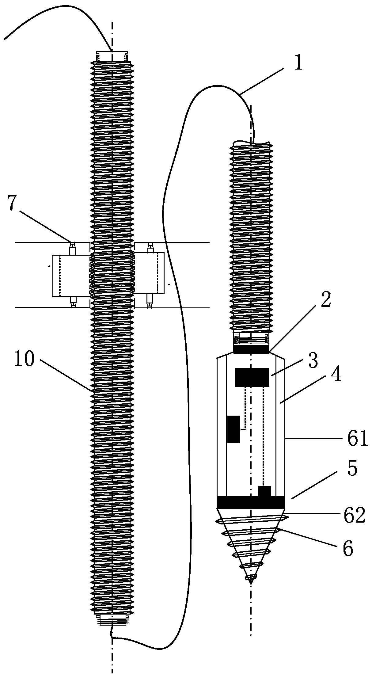 Real-time speed-changing pore pressure static sounding dynamic and continuous penetration device and application method thereof