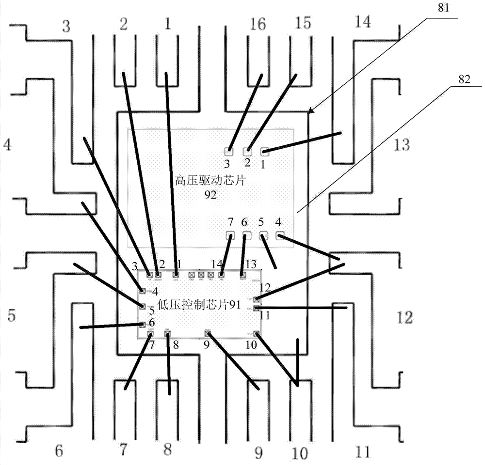 A high-power resonant power supply control chip realized by double-chip packaging