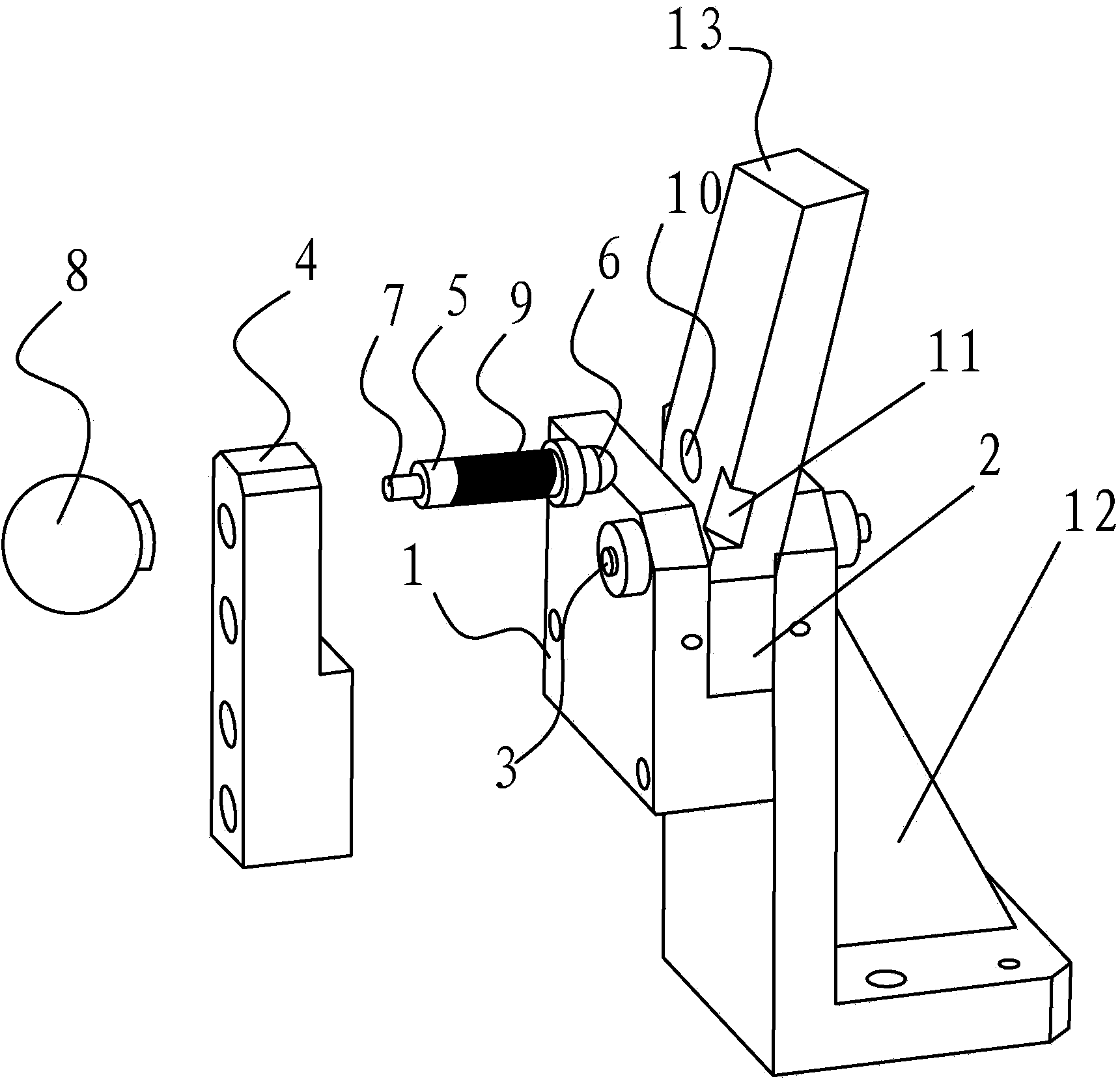Turnover arm locking mechanism for test tool