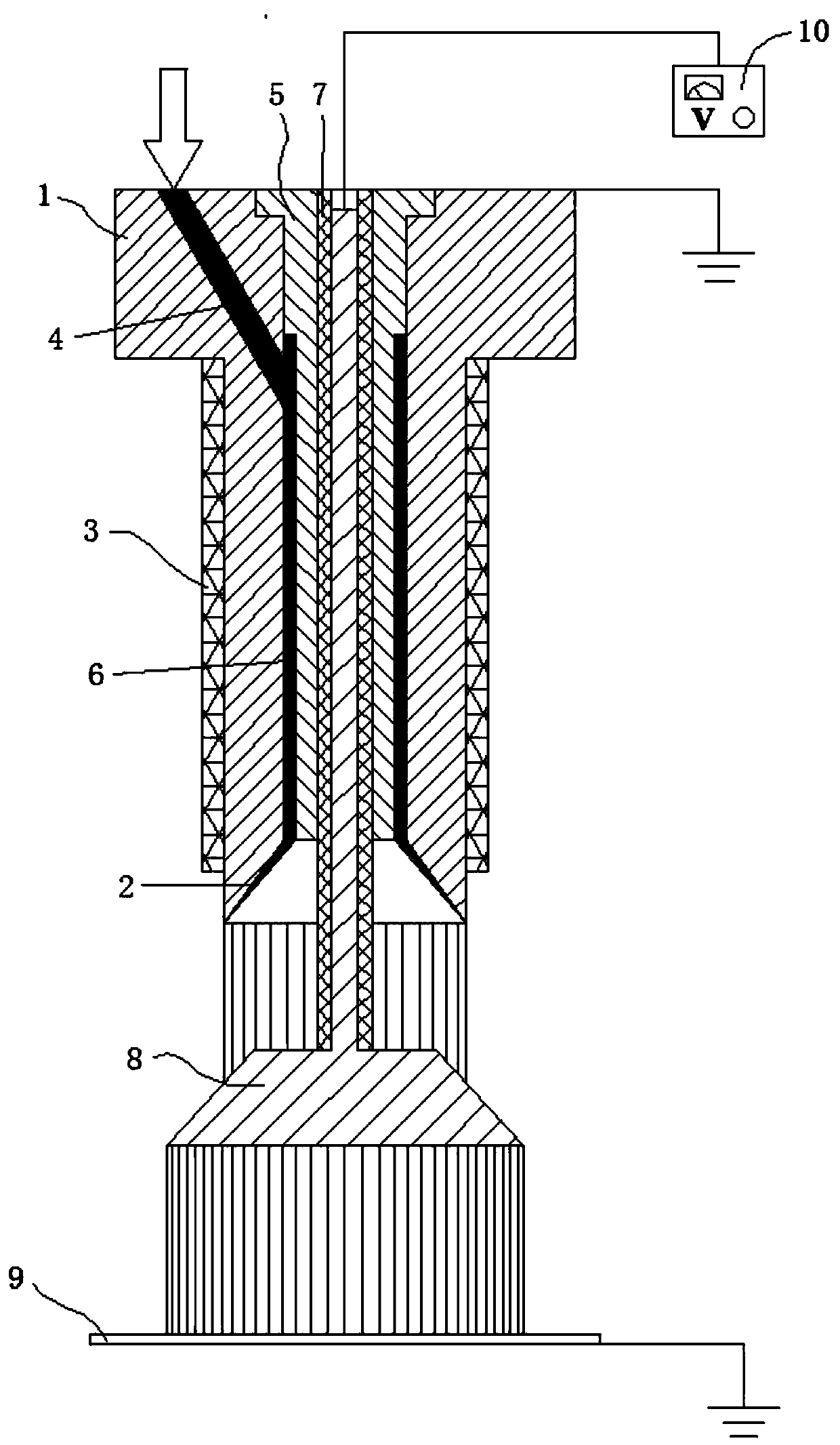Two-stage differential melt electrostatic spinning device