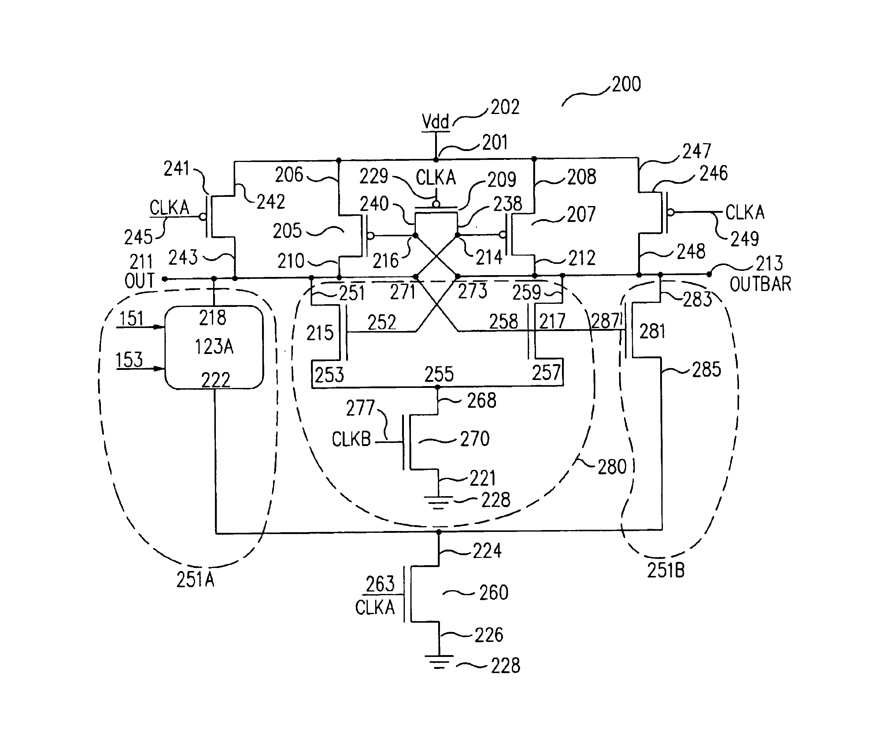 Method for clock control of clocked half-rail differential logic with sense amplifier and single-rail logic