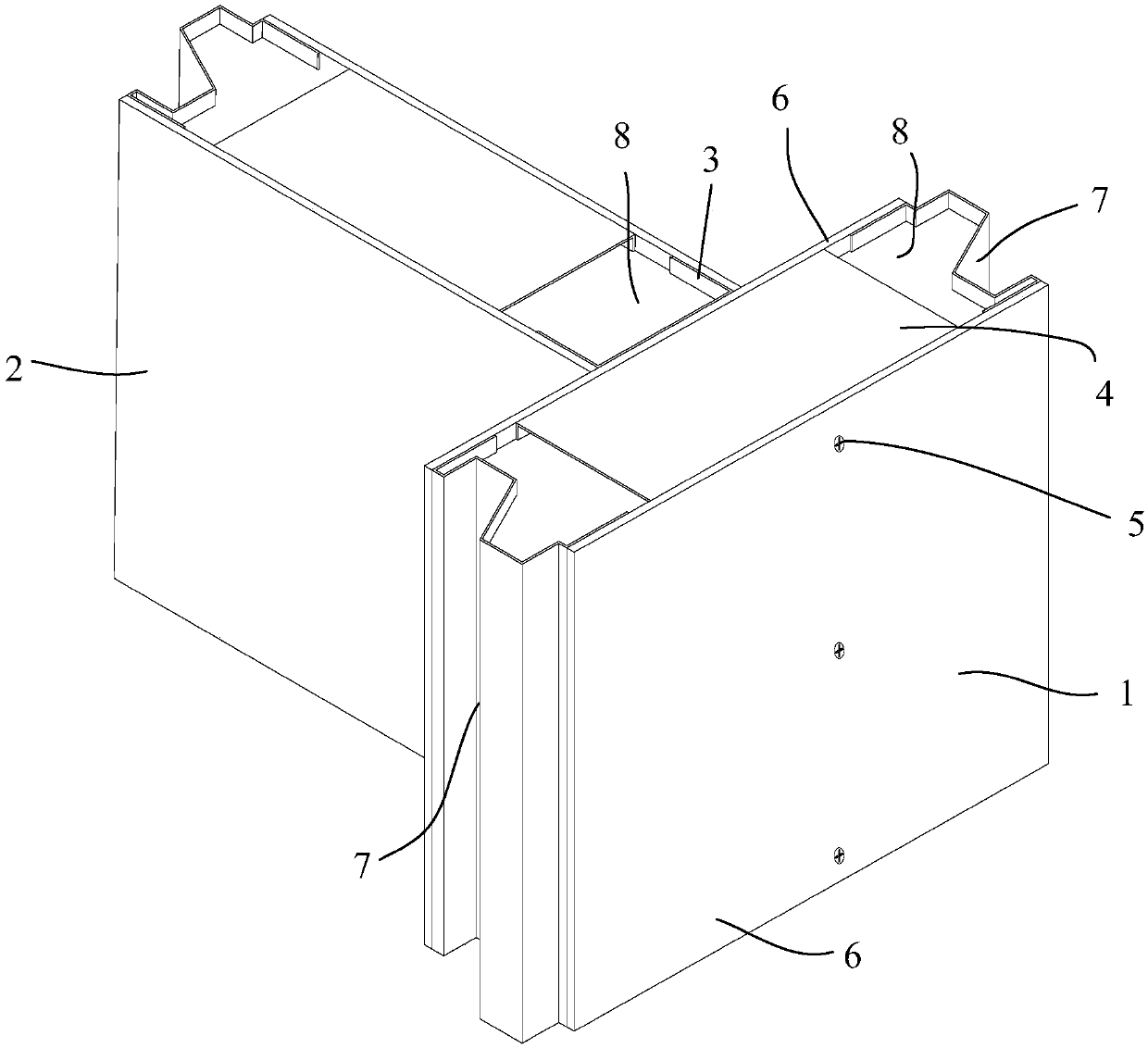 Installation structure for T-shaped assembling type wall body and installation method for installation structure