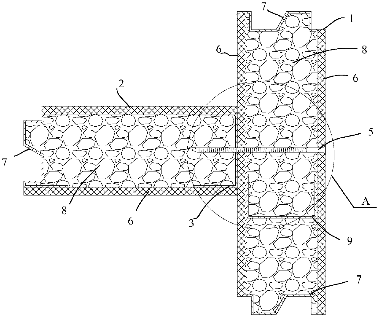 Installation structure for T-shaped assembling type wall body and installation method for installation structure