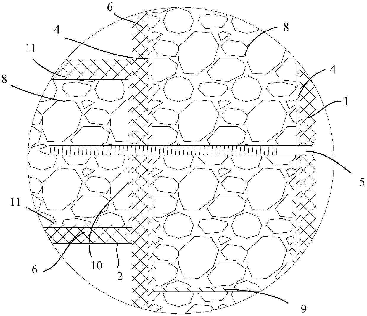 Installation structure for T-shaped assembling type wall body and installation method for installation structure