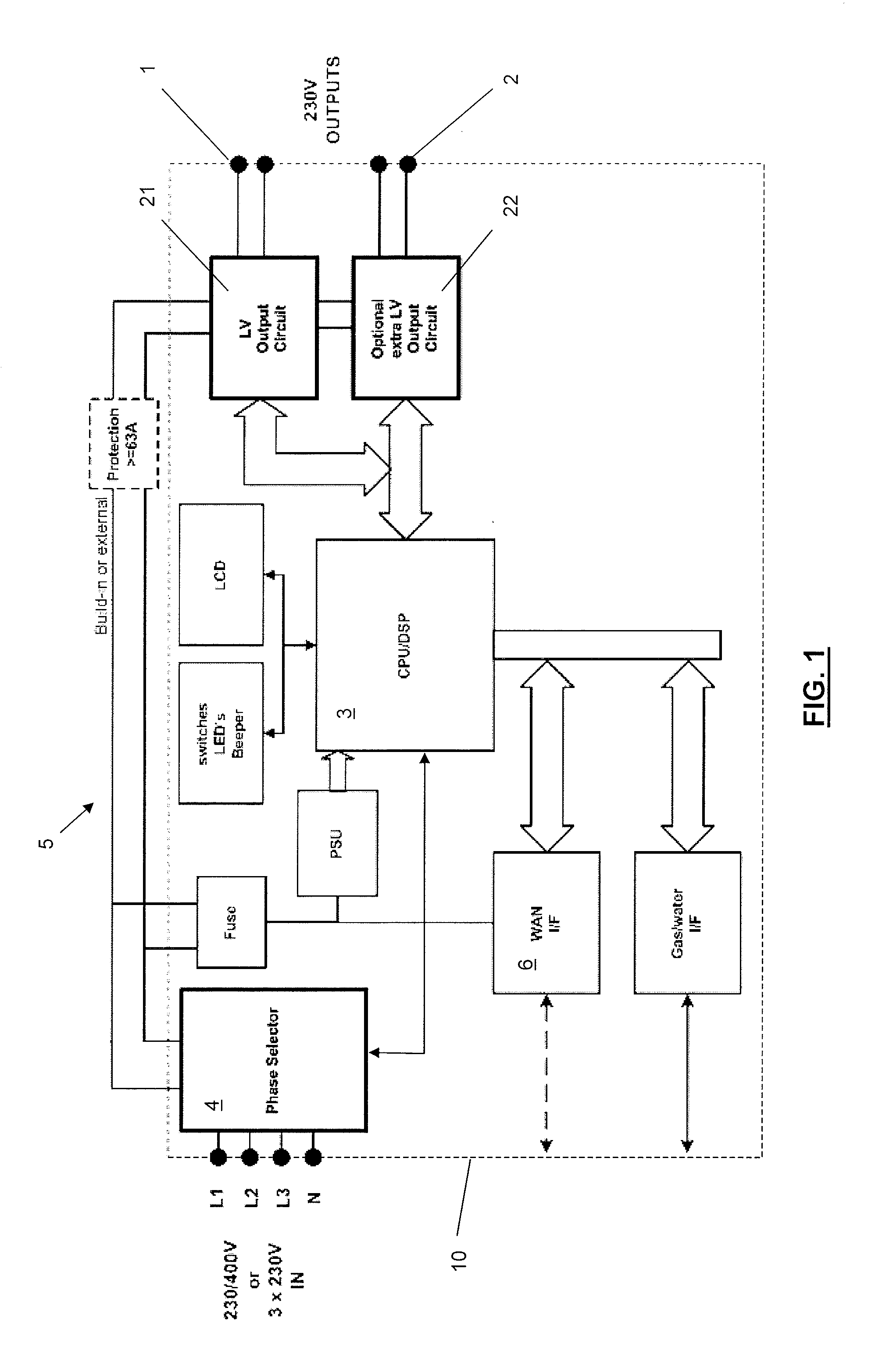 Smart metering device with phase selector