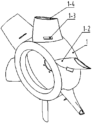 An axial flow fan with a vortex breaking structure on the suction surface of the blade and grooves on the top of the blade