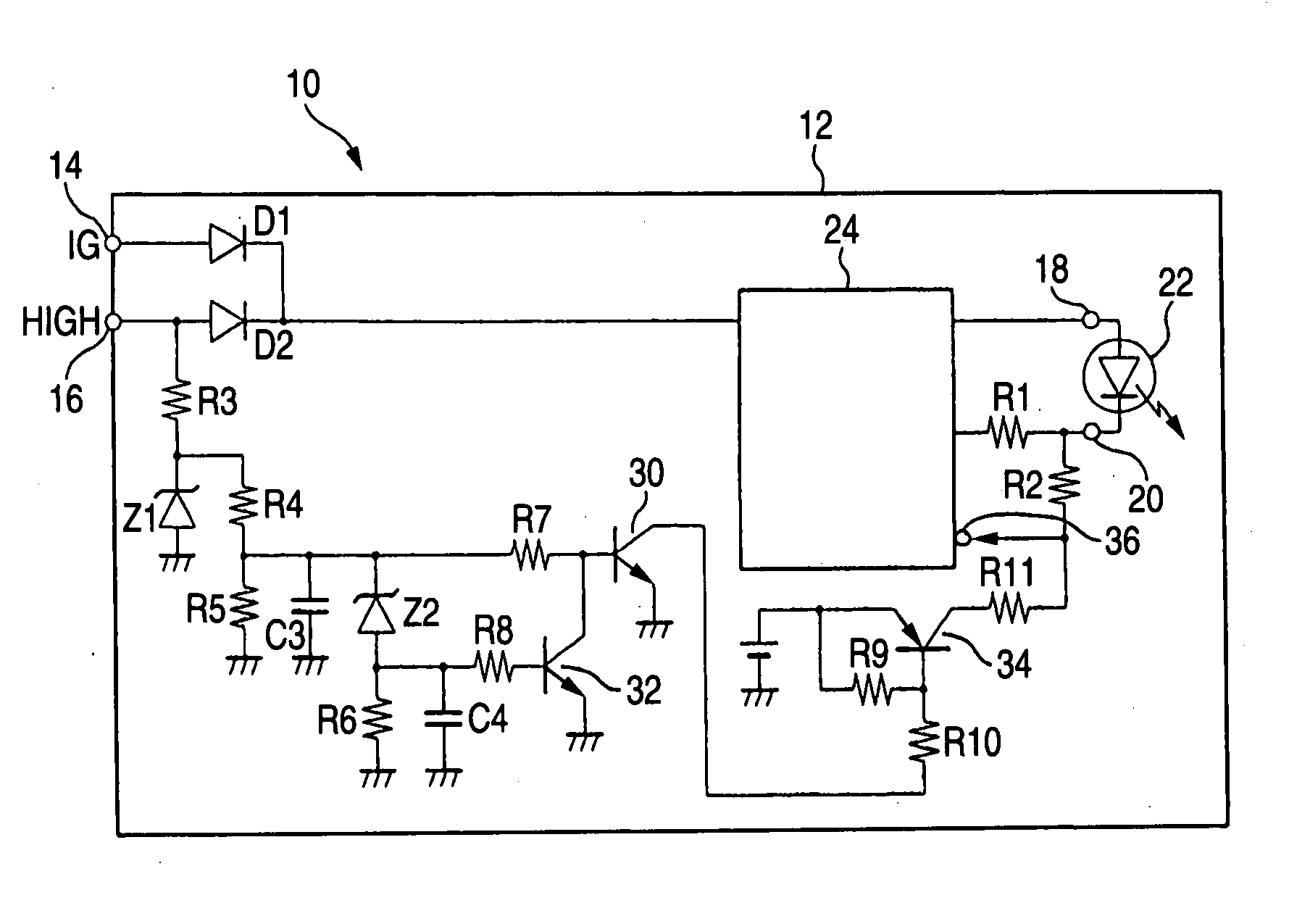 Lighting control circuit for vehicle lighting equipment