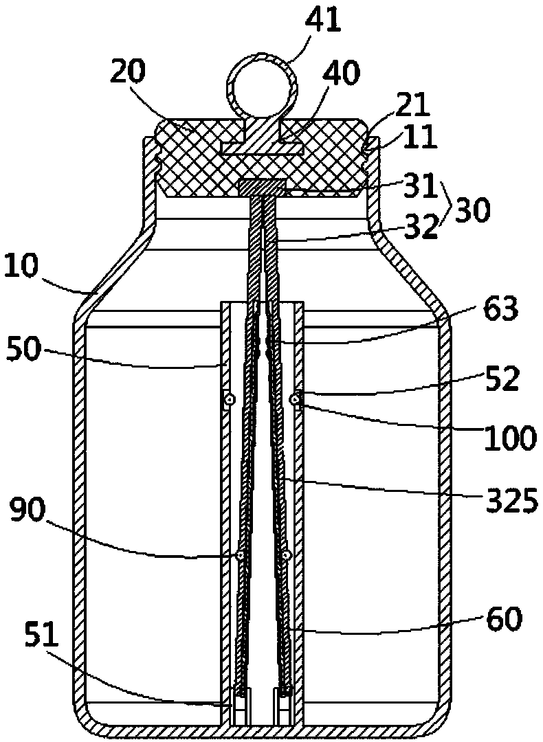 A medical alcohol cotton bottle with adjustable tweezers length