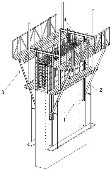 Interactive lifting formwork device and construction method