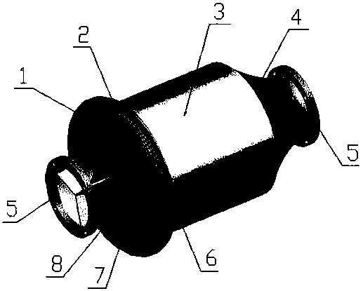 Engine catalytic converter with novel expansion pipe flow guiding device and sepiolite carrier