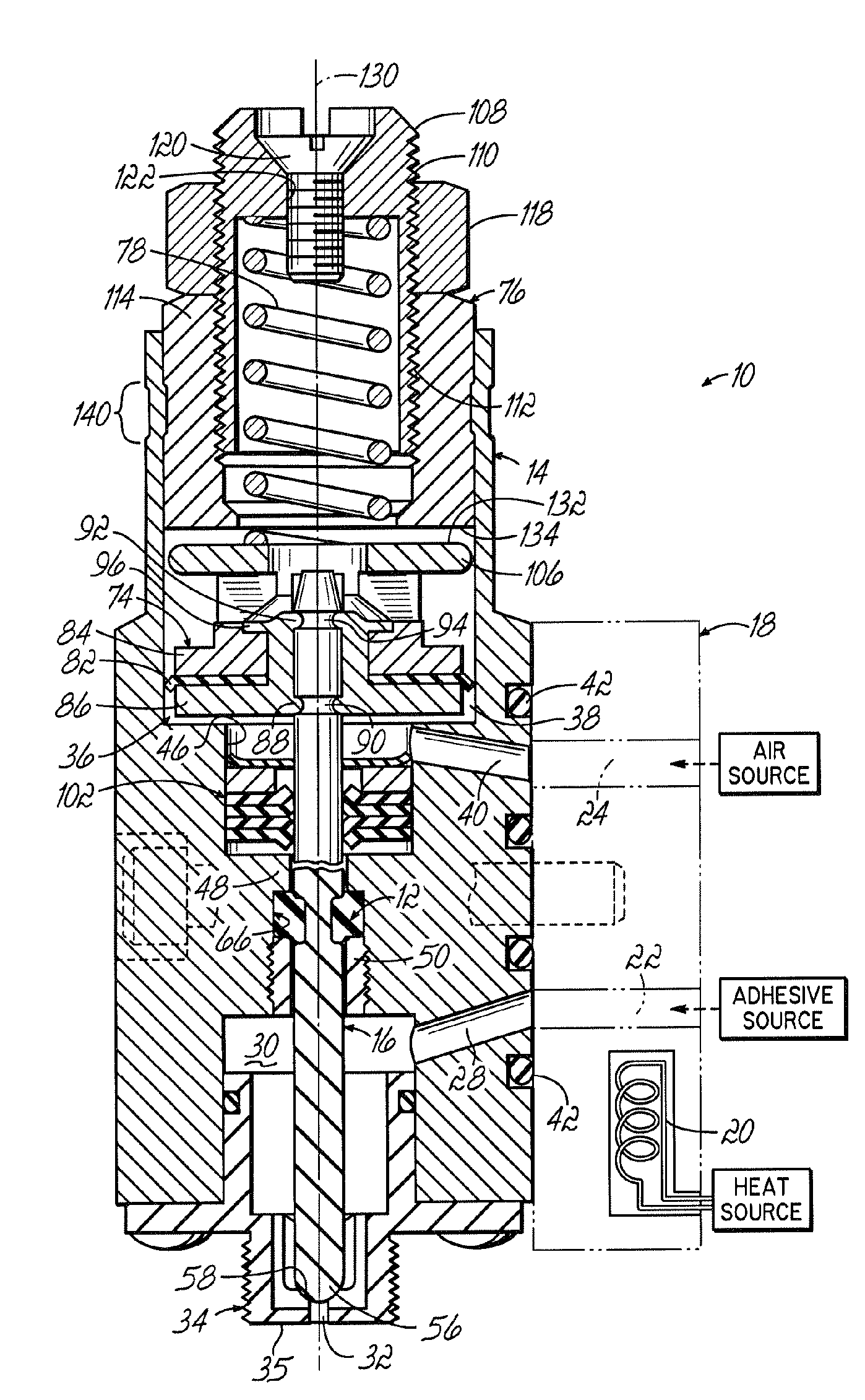 Device for dispensing a heated liquid having a flexible hydraulic seal
