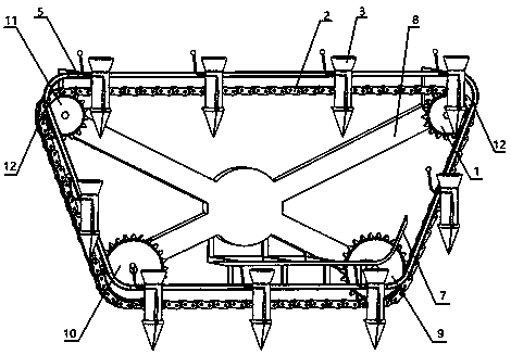 Chain-rail combined type planting device
