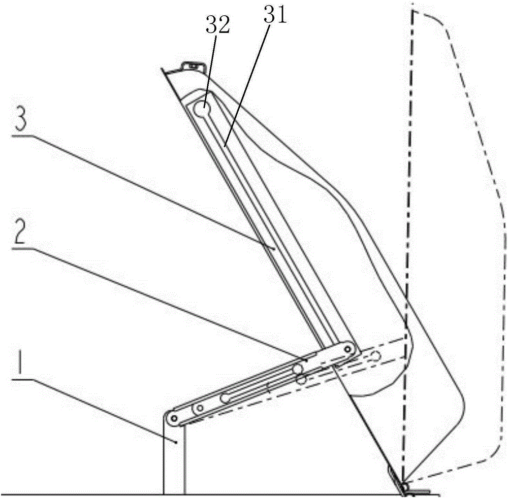 Roof support structure and excavator