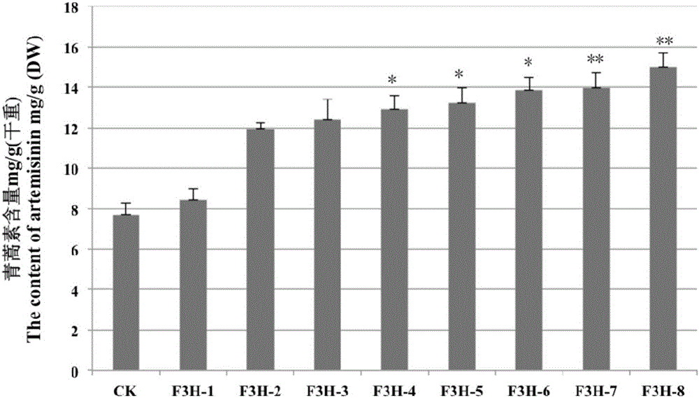 Method for improving content of artemisinin in sweet wormwood herb through transferring F3H gene