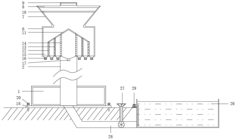 Rainwater collecting device for landscape garden