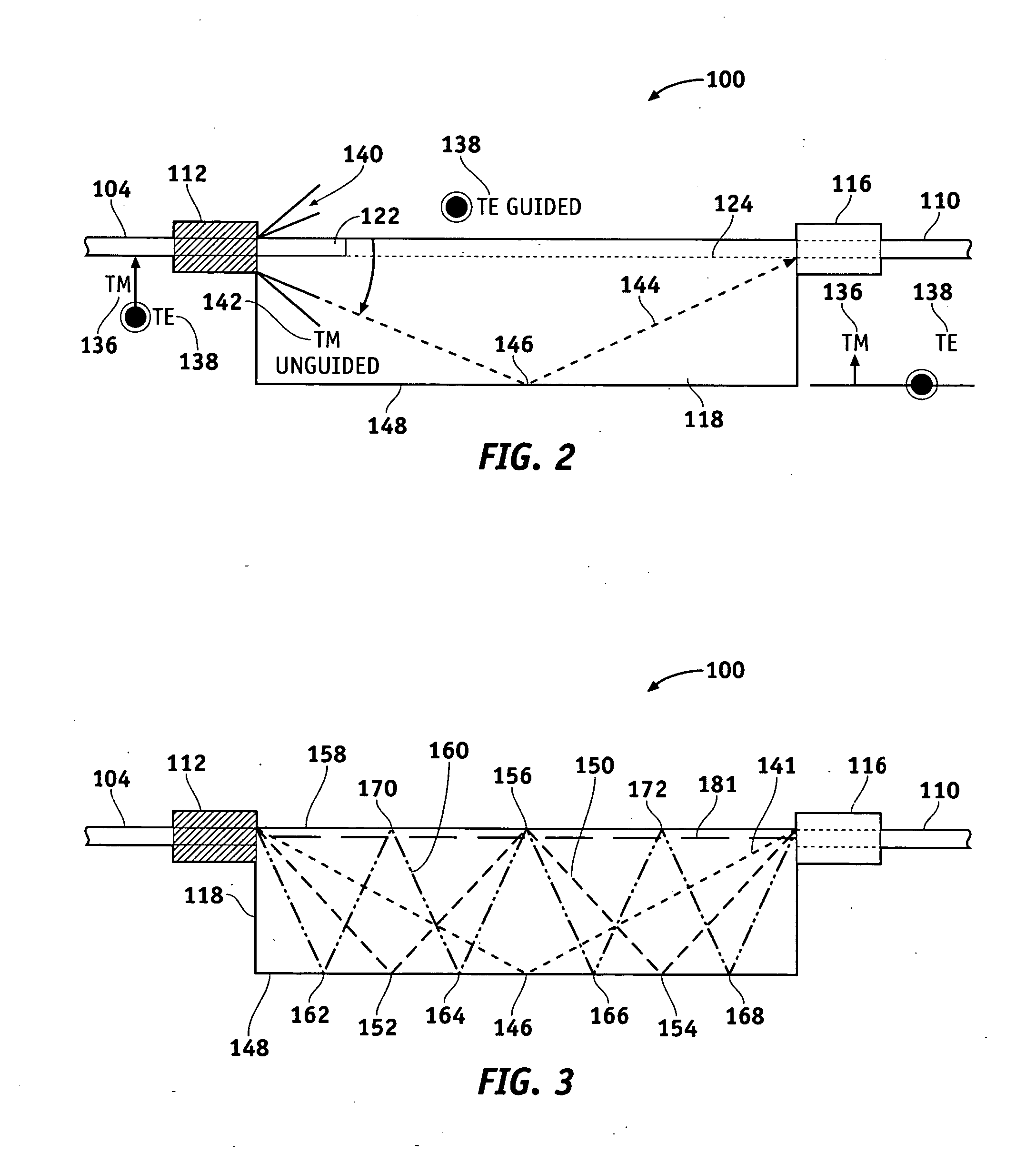 Waveguide device having improved spatial filter configurations