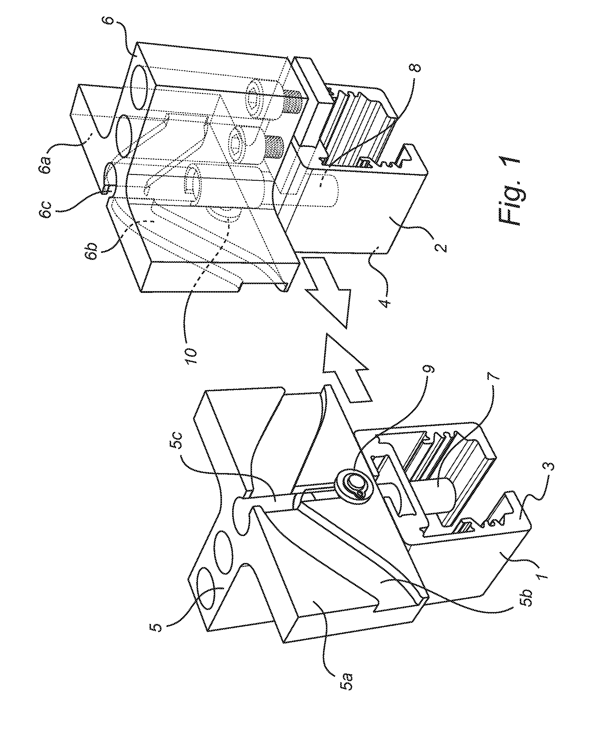 Arrangement for transfer of a trolley between suspended rails and suspended rail system comprising such an arrangement
