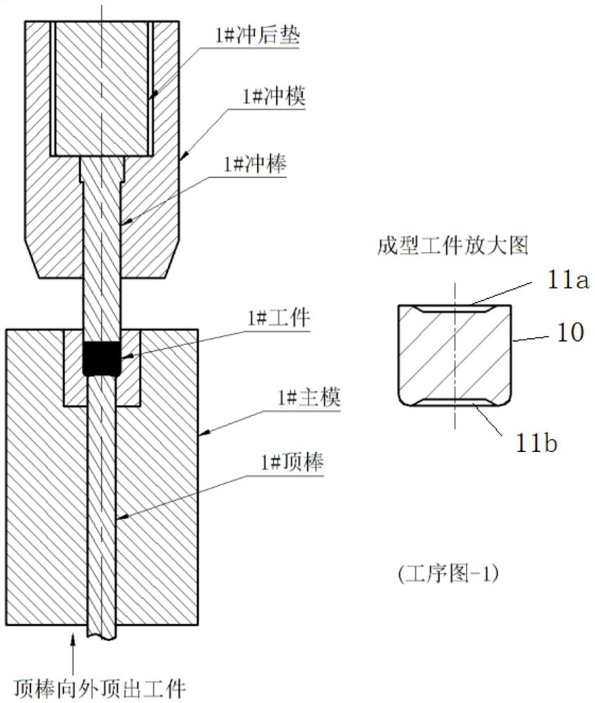 One-time forming process of cold heading for multi-step bushings for vehicles