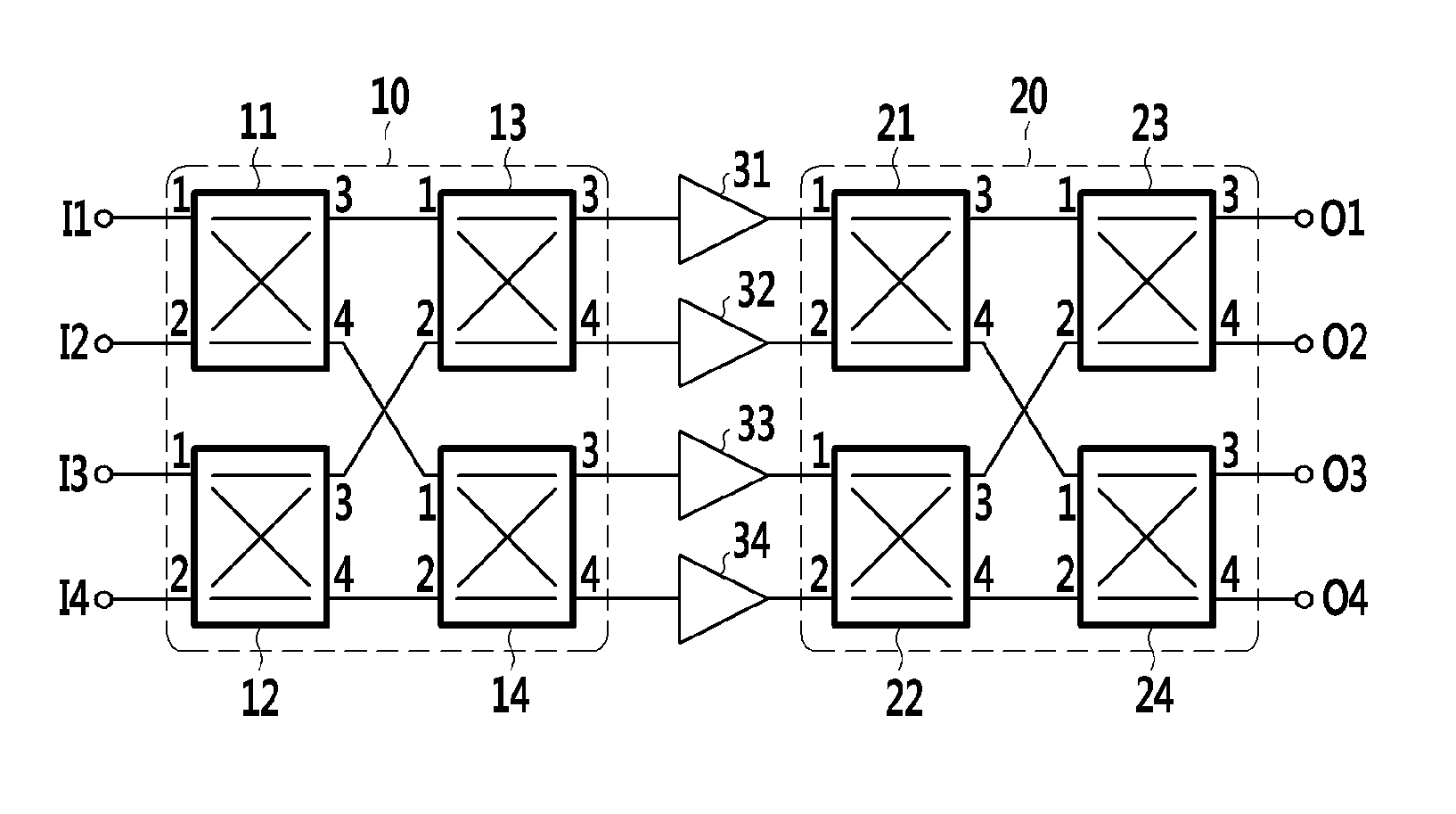 Apparatus for calibrating amplitude and phase errors, multiport amplifier including the same, and method of amplifying the multiport amplifier