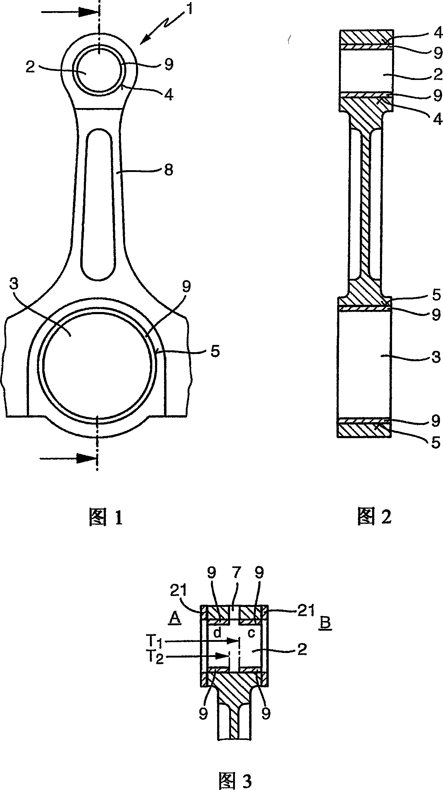 Connecting rod for a combustion engine and method for coating the plain bearing surfaces thereof