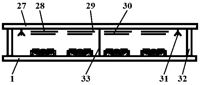 Light-emitting display with three-line intersecting angle-supported silver-arc-gated full-pit curved-bottom cathode structure