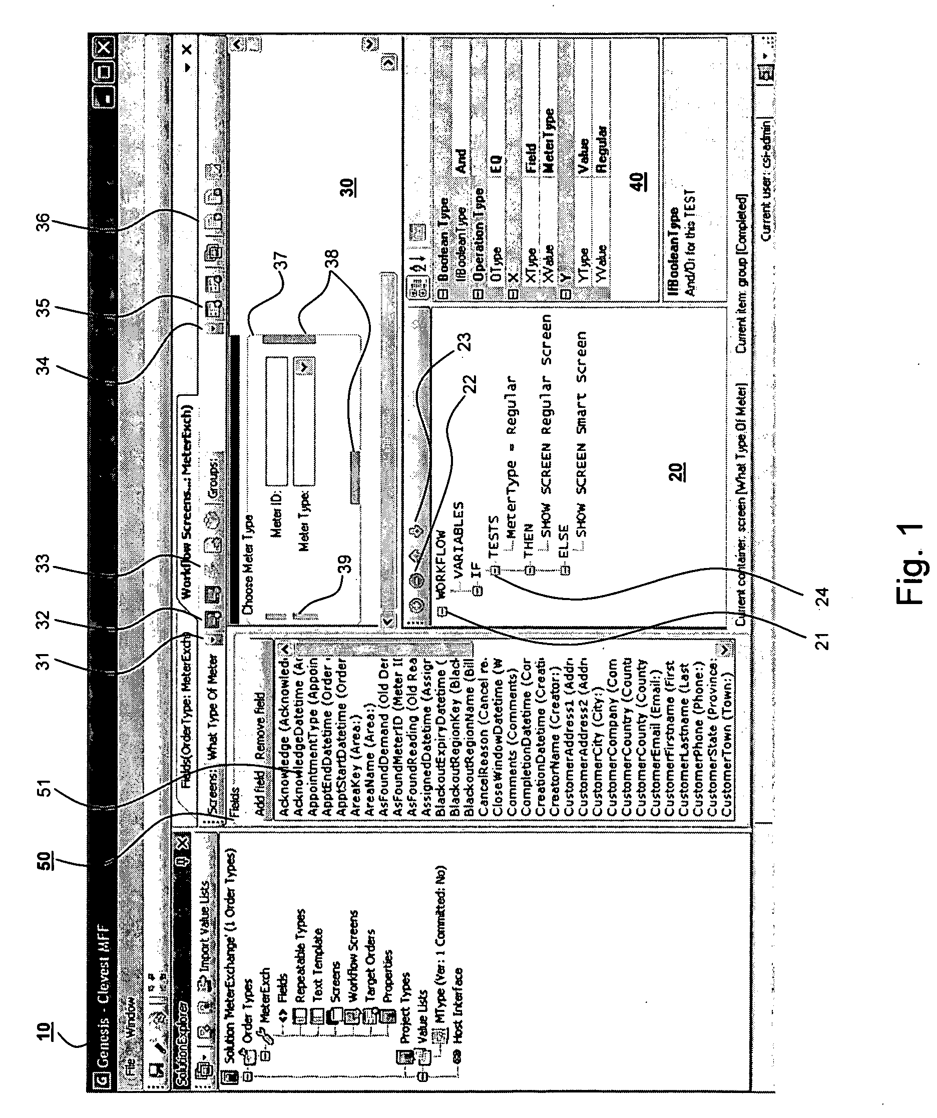 Method and system of editing workflow logic and screens with a GUI tool