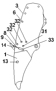 Rotary type forearm with hinge pin auxiliary stress mechanism