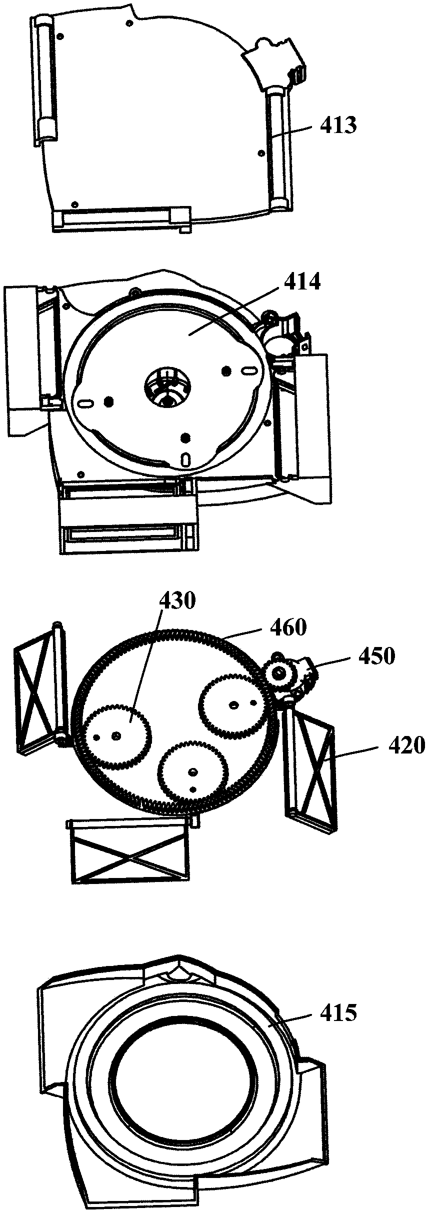 Branching air feeding device and refrigerator