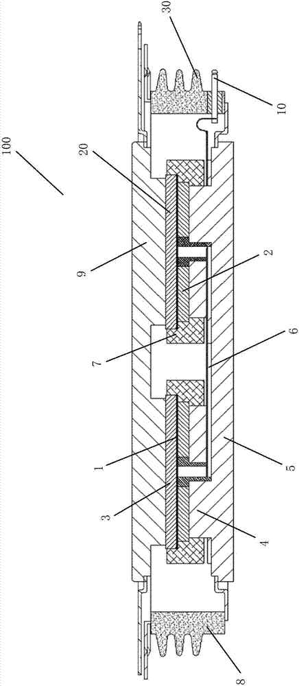 Power semiconductor chip, sub-module comprising the chip and crimping-type packaging module
