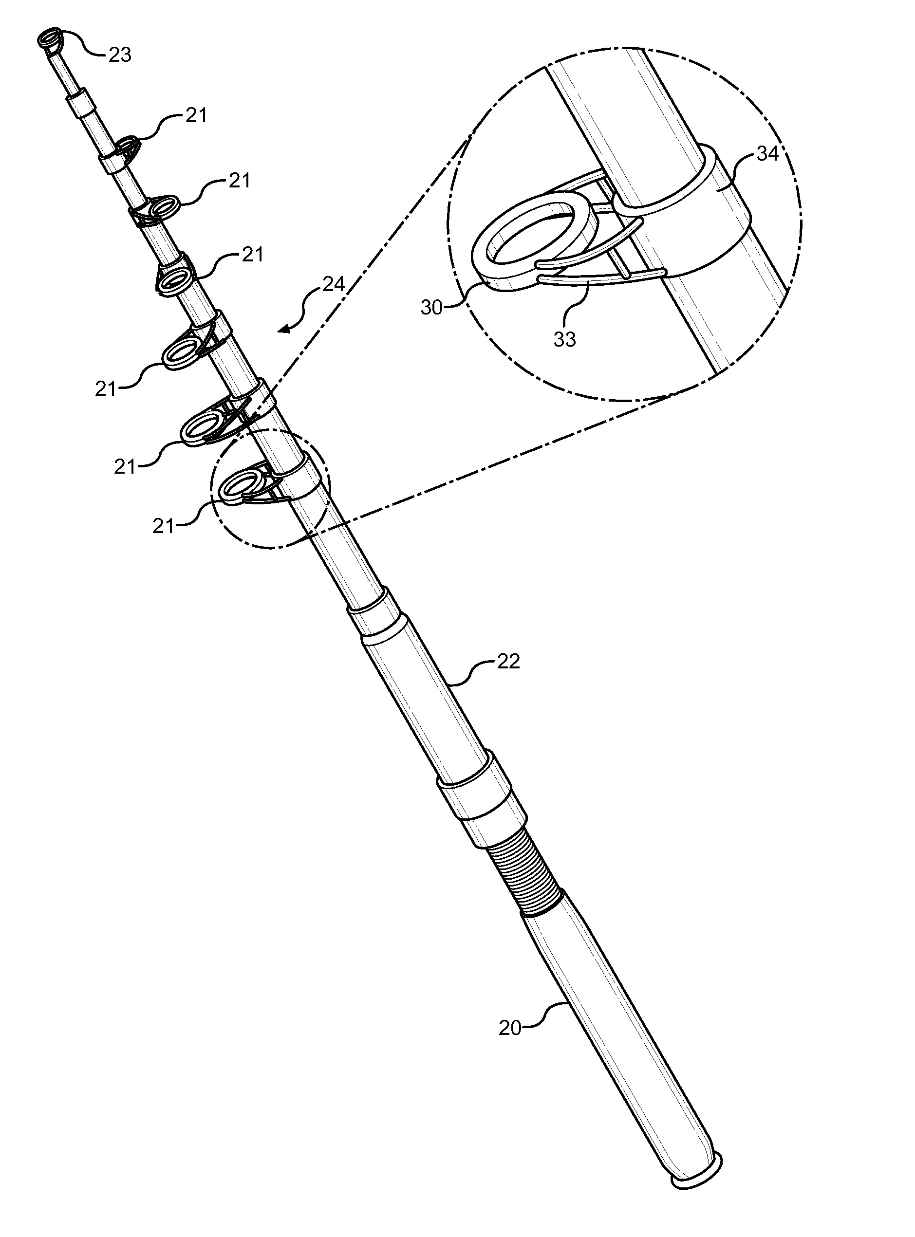 Fishing Rod with Spiral Fishing Line Guides