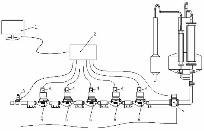 Large-flow automatic detection device and detection method for water meters
