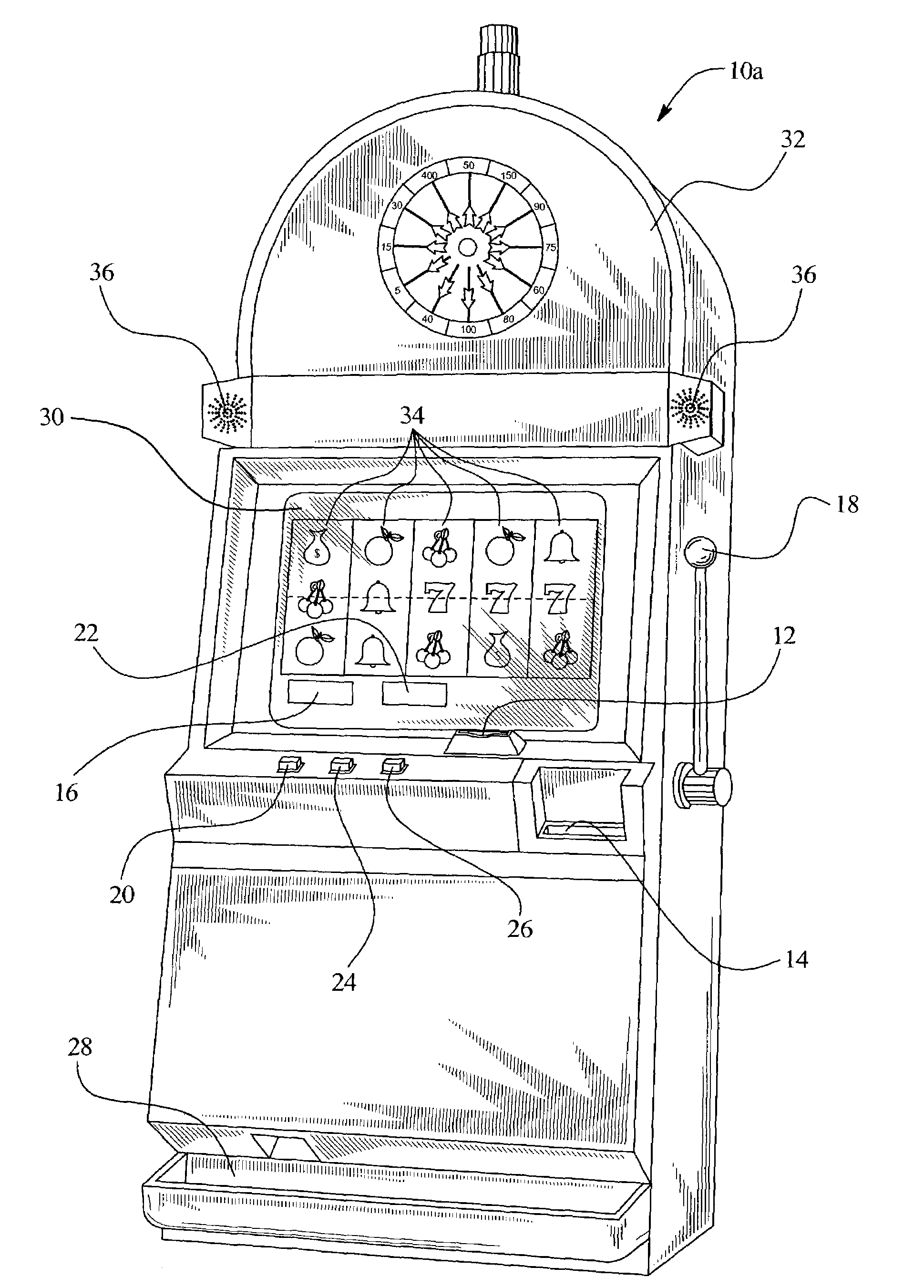 Gaming device having display with multiple radially translating indicators