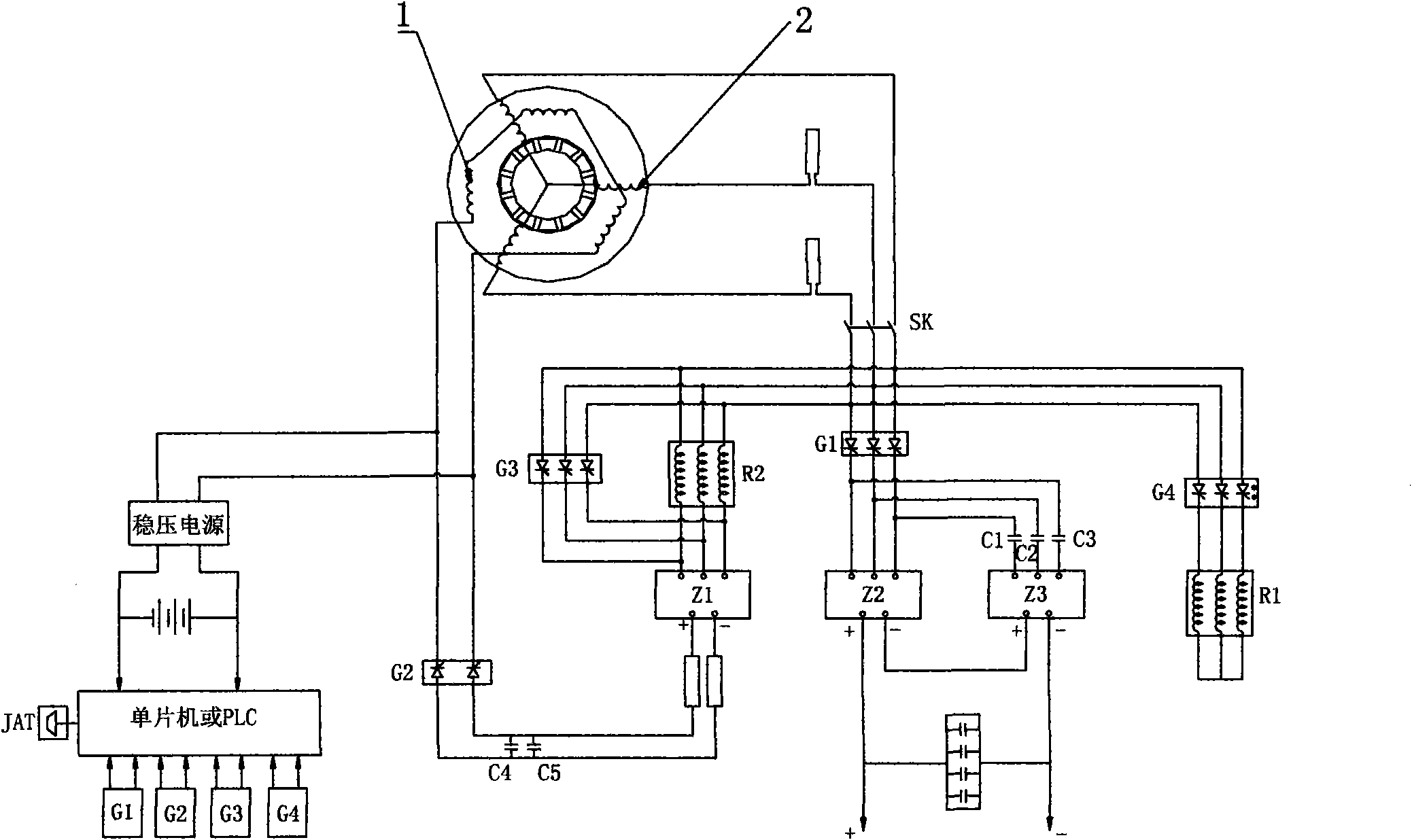 Electromagnetic braking and controlling system of wind power generator