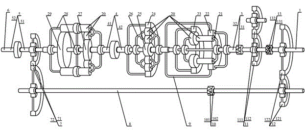 Compound type rear-mounted gearbox casing type fluid coupling and starter