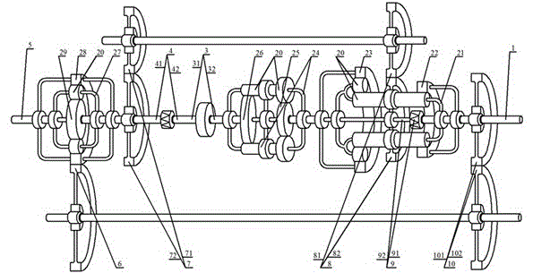 Compound type rear-mounted gearbox casing type fluid coupling and starter