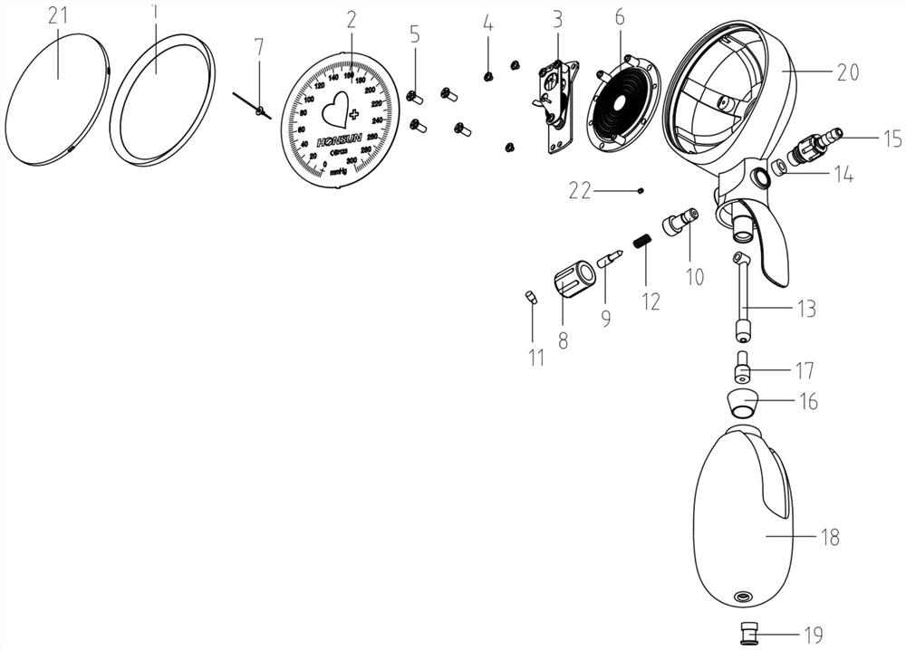 Integrated hand-held sphygmomanometer with hollowed-out dial plate