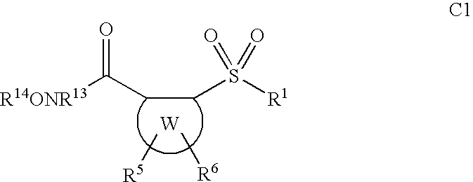 Sulfonyl aryl or heteroaryl hydroxamic acid compounds
